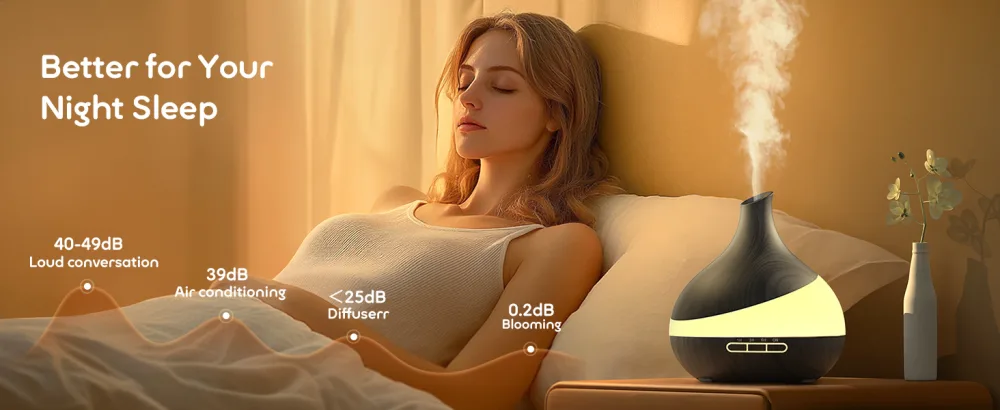 550 ML Essential Oil Diffuser Upgraded Aromatherapy Diffuser for Large Room Aroma diffuser with Remote Control 4 Timer Setting Waterless 14 Color Lights Auto Shut-Off Black - diffuser sleep