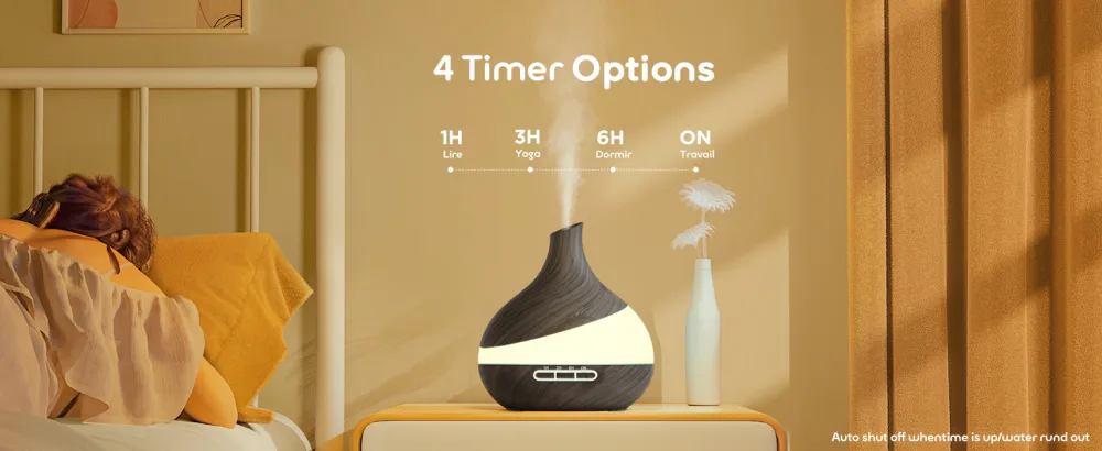 550 ML Essential Oil Diffuser Upgraded Aromatherapy Diffuser for Large Room Aroma diffuser with Remote Control 4 Timer Setting Waterless 14 Color Lights Auto Shut-Off Black - diffuser timer options