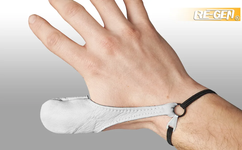 RE-GEN Leather Reusable Protective Adjustable First Aid Thumb Stall Protection Cot - White (Large) - RE-GEN REGEN Thumb Stall Finger Stall PVC Plastic Reusable First Aid Medical Bandage Dressing