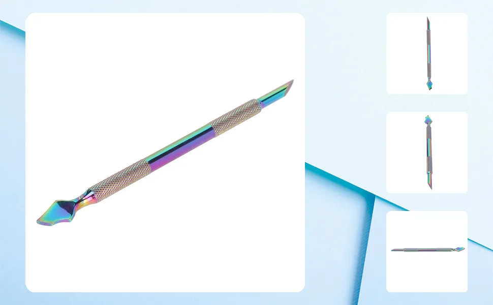 Cuticle Pusher Dual Sided Remover Cleaner Cuticle Pusher Edge Spoon Shaped Stainless Steel Manicure Nail Art Tool - 1414230036411-1