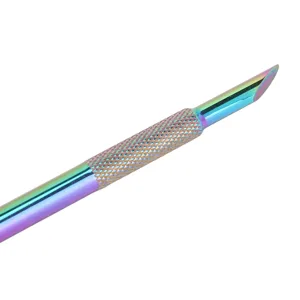 Cuticle Pusher Dual Sided Remover Cleaner Cuticle Pusher Edge Spoon Shaped Stainless Steel Manicure Nail Art Tool - 1414230036411-2