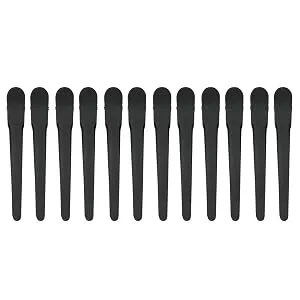 WANBY Hair Clips 12 Pieces Black Durable Large Biting Alligator Clip Set Professional Plastic Hair Clips for Easy Styling and Cutting (Black) - clips