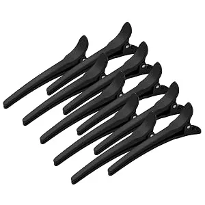 WANBY Hair Clips 12 Pieces Black Durable Large Biting Alligator Clip Set Professional Plastic Hair Clips for Easy Styling and Cutting (Black) - clips
