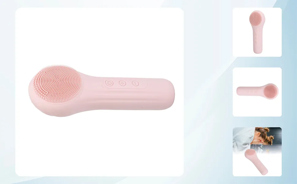 Electric Face Cleansing Brush Vibration Heating Waterproof Silicone Facial Deep Cleansing Brush - 1412230180511-1