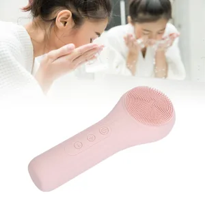 Electric Face Cleansing Brush Vibration Heating Waterproof Silicone Facial Deep Cleansing Brush - 1412230180511-2
