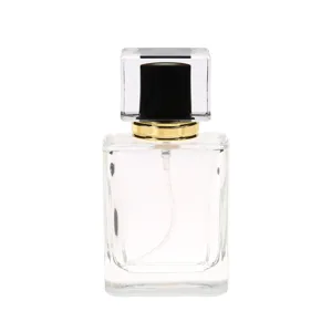 Yosoo Health Gear Glass Perfume Bottle 50ml Empty Glass Perfume Spray Bottle Atomiser Refillable Transparent Square Perfume Spray Bottle Atomizer(black) - product information 2