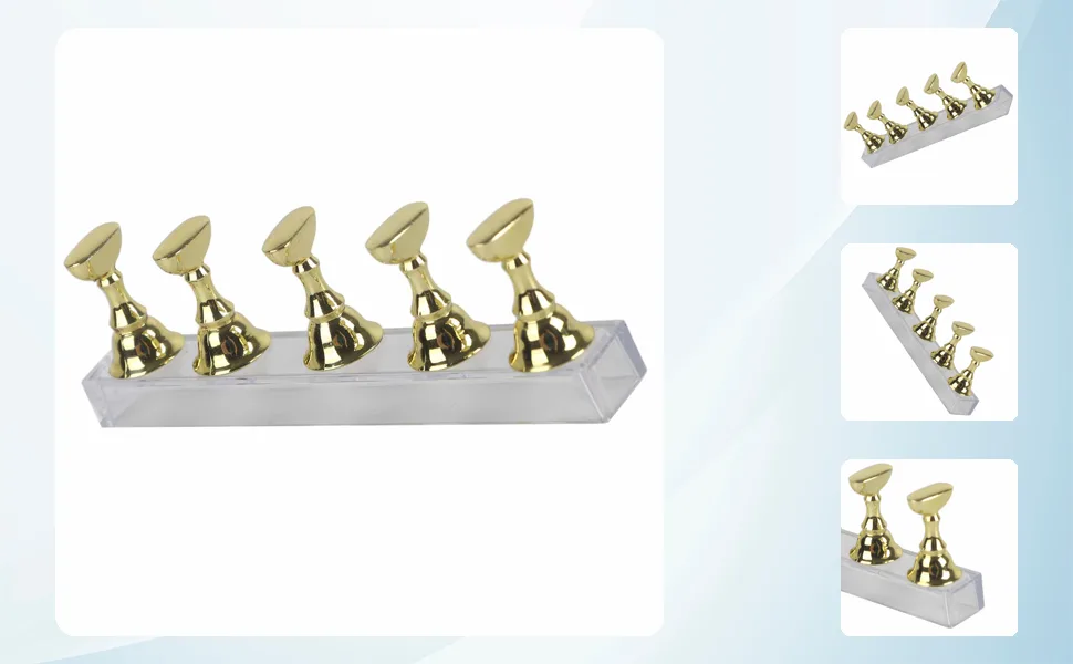 Nail 14 9 2 Display Stand for False Nails Nail Art Practice Gold Magnetic Nail Shelf - JM05018-1