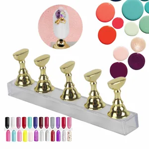 Nail 14 9 2 Display Stand for False Nails Nail Art Practice Gold Magnetic Nail Shelf - JM05018-2