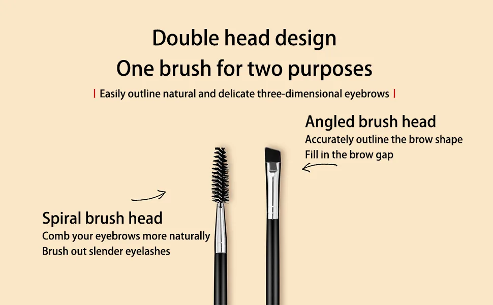 WanFengXue 5 Pieces Duo Eyebrow Brush 2 in 1Angled Eye Brow Brush with Spoolie Brush 14cm Black Mini Eyelash Brush for Tinting Angled Eyebrow - Product Details