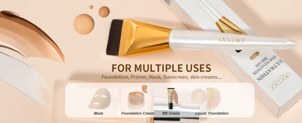 docolor Foundation Brush One Line White Flat Head One Line Foundation Brush Flat Foundation Brush for Liquid Make-up Flat Head Brush Blending Foundation Cream Powder Blush - product information 2