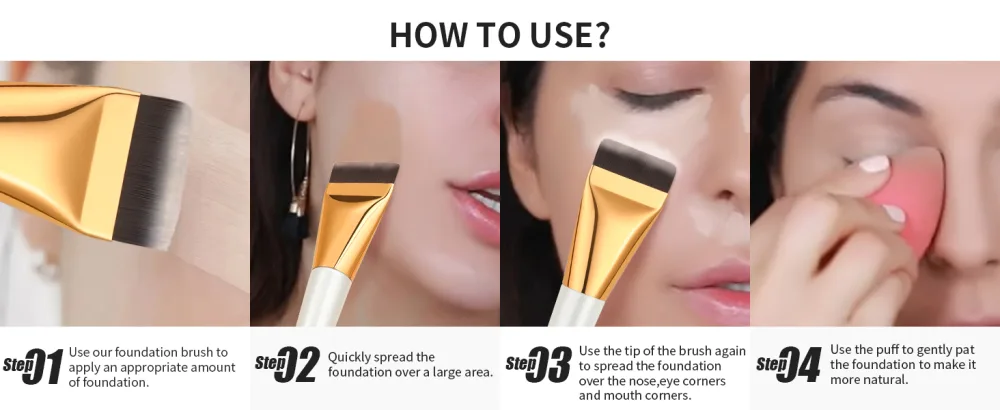 docolor Foundation Brush One Line White Flat Head One Line Foundation Brush Flat Foundation Brush for Liquid Make-up Flat Head Brush Blending Foundation Cream Powder Blush - product information 5