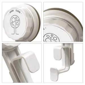 HONMEET Suction Cup Hook Coat Hook Key Holder for Wall Traceless Hooks Bathroom Hooks Bathroom Wash Pot Lid Holder Plastic Sucker Pads Storage Hooks Punch- Hook Tub White Washbasin Abs - product information 4