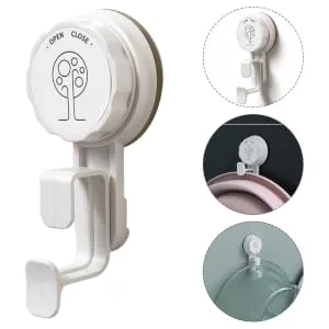 HONMEET Suction Cup Hook Coat Hook Key Holder for Wall Traceless Hooks Bathroom Hooks Bathroom Wash Pot Lid Holder Plastic Sucker Pads Storage Hooks Punch- Hook Tub White Washbasin Abs - product information 6