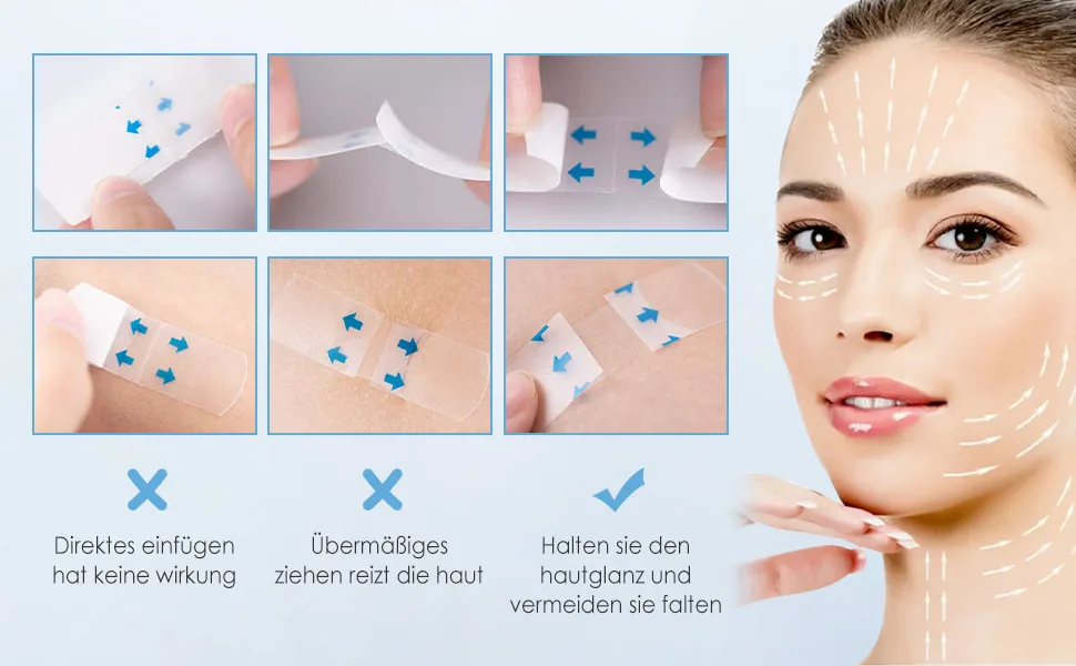 Face Lifting Tape Facelifting Sticker Facelift Tape Lift Face Sticker Face Lift Patch Invisible Thin Face Sticker V-Shape Face Concealing Makeup Facelift Tools 40 Pieces - 2 UK