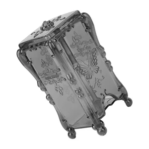 Makeup Cotton Holder Rose Flower ABS Practical Storage Box Large Capacity for Home (Transparent Grey) - 1410220055211-2