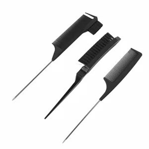 Double Sided Hair Dye Brush Professional Hair Salon Soft Nylon Dye Brush Rat Tail Comb for Highlighting - product information 2