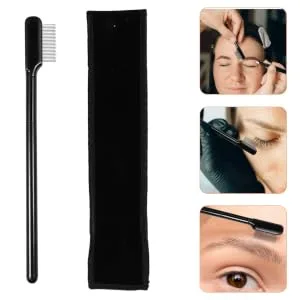VINTORKY 1 Set Eyelash Comb Makeup Mascara Eyelash Separator Lash Applicator Metal Spoolie Brush Lash Comb Brush Lash Tools for Extensions Black Long Handle Woman Wooden Handle Beauty Tools - product information 4