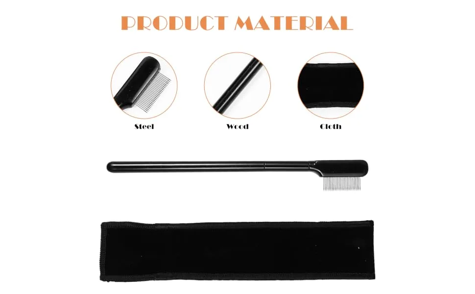 VINTORKY 1 Set Eyelash Comb Makeup Mascara Eyelash Separator Lash Applicator Metal Spoolie Brush Lash Comb Brush Lash Tools for Extensions Black Long Handle Woman Wooden Handle Beauty Tools - product information 5
