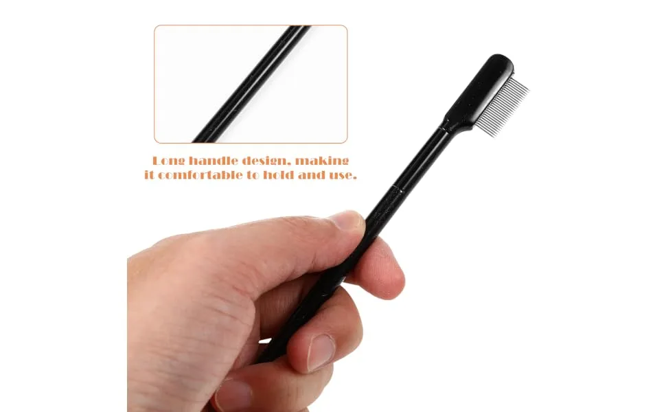 VINTORKY 1 Set Eyelash Comb Makeup Mascara Eyelash Separator Lash Applicator Metal Spoolie Brush Lash Comb Brush Lash Tools for Extensions Black Long Handle Woman Wooden Handle Beauty Tools - product information 6