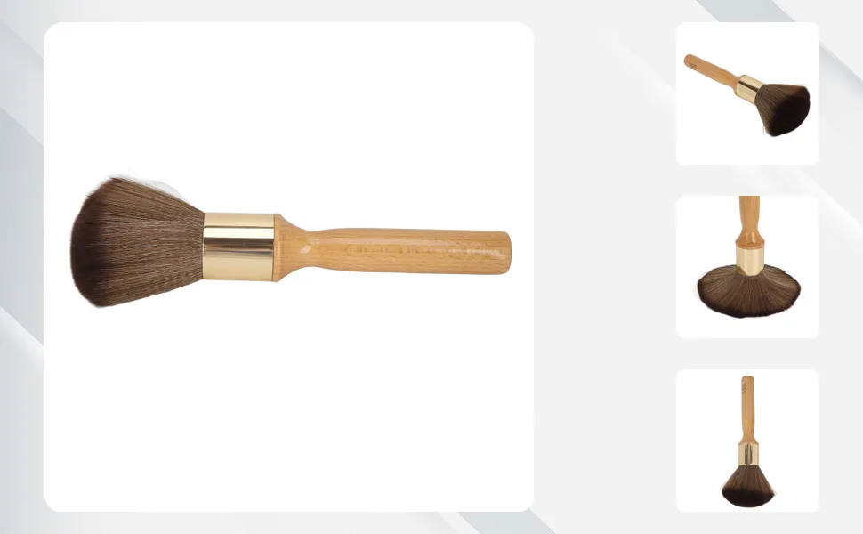 Beech Wood Neck Duster Brush Ergonomic Handle Compact Portable for Barber Hair Neck Duster - 1413240001411-1