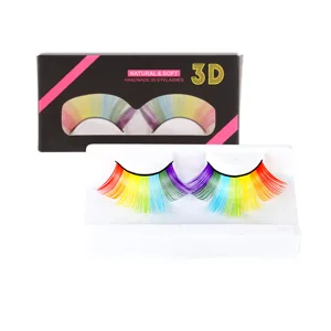 Rainbow False Eyelashes DIY Lash Extension 3D Volume Fake Eyelash Strips Exaggerated False Eyelashes Party Stage Cosplay Accessory for Performance - product information 2