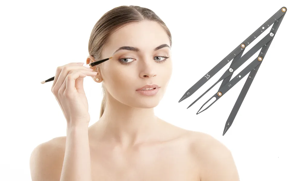 Eyebrow Makeup Ruler Stainless Steel Golden Ratio Eyebrow Measurement Ruler Eyebrow Makeup Measure Tool(Black) - Sonew