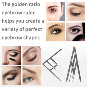 Eyebrow Makeup Ruler Stainless Steel Golden Ratio Eyebrow Measurement Ruler Eyebrow Makeup Measure Tool(Black) - Sonew