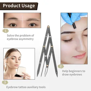 Eyebrow Makeup Ruler Stainless Steel Golden Ratio Eyebrow Measurement Ruler Eyebrow Makeup Measure Tool(Black) - Sonew