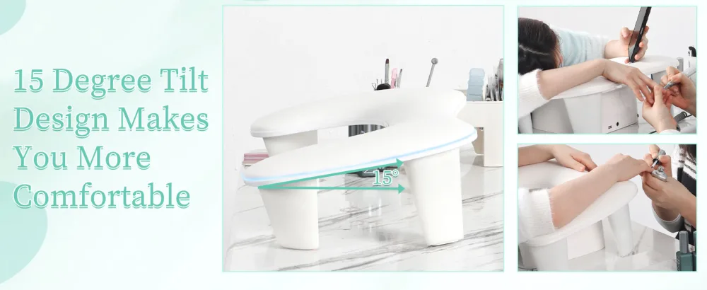 ANGNYA Arm Rest for Nails Tech U-shaped Nail Arm Rest with Detachable Brackets Big Manicure Hand Rest Pillow for Nail Tech Must Haves Manicure Tools (White) - Nail Arm Rest