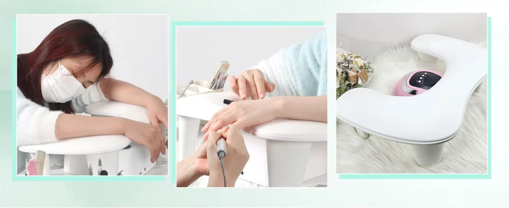 ANGNYA Arm Rest for Nails Tech U-shaped Nail Arm Rest with Detachable Brackets Big Manicure Hand Rest Pillow for Nail Tech Must Haves Manicure Tools (White) - Nail Arm Rest