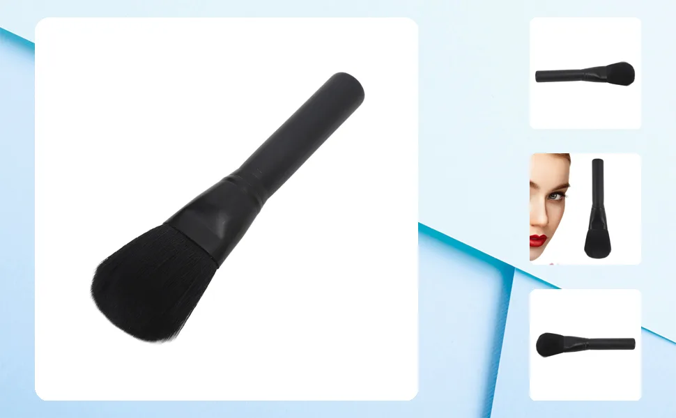 Large Powder Makeup Brush Soft Fluffy Wide Flat Top Blending Brush for Foundation Blush Black - 1410230066511-1