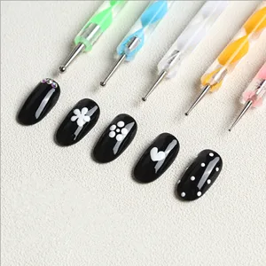 Jsdoin 5 pc 2 Way Dotting Pen Tool Nail Art Tip Dot Paint Manicure kit - dotting pen nail art