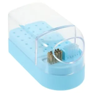 NUSITOU Nail Grinding Head Holder Box Plastic Anti-dust Storage Rack Nail Drill Bits Organizer 12x6cm Blue - product information 1