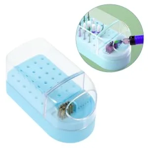 NUSITOU Nail Grinding Head Holder Box Plastic Anti-dust Storage Rack Nail Drill Bits Organizer 12x6cm Blue - product information 2