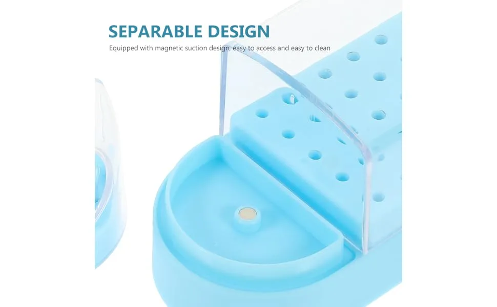 NUSITOU Nail Grinding Head Holder Box Plastic Anti-dust Storage Rack Nail Drill Bits Organizer 12x6cm Blue - product information 6