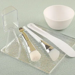 5 in 1 DIY Facial Masks Tool Set Silicone Brush Soft Bristle Mixing Bowl Spatula Measuring Cup Set for Clay Bag Mask with Plastic Brushes - product information 6