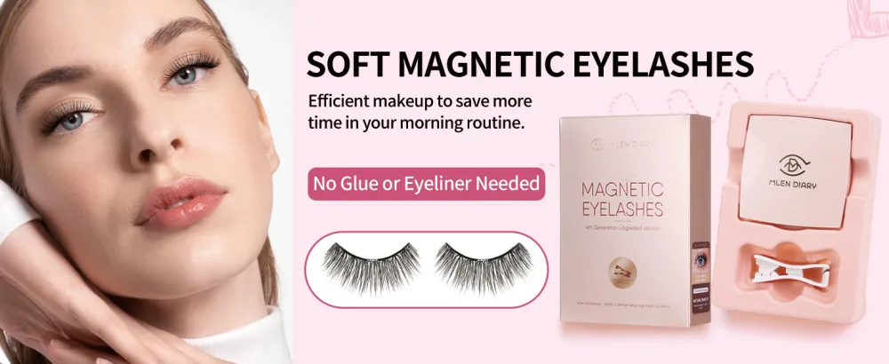 Mlen Diary Magnetic Eyelashes Magnetic Lashes kit Reusable False Eyelashes Without Eyeliner Upgraded 3D Dual Magnetic Eyelashes (05 Manga Doll) - Magnetic Lashes kit