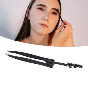 Multifunctional Eyebrow Tweezer with Eyebrow Comb Black 2 in 1 Makeup Grooming Tool for Eyebrows Or Facial Hair - product information 3