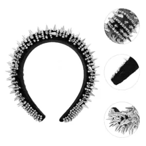 DEARMAMY Spiked Headband Punk Style Rivet Headband Women Headwear Party Hair Hoop - product information 4