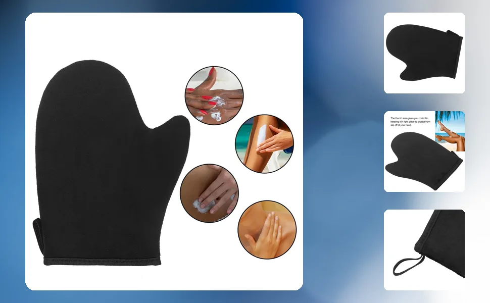 Self Tanning Mitt Self Tanner Mitt Applicator with Thumb Soft Reusable Self Tanner Glove Sunless Tanning Mitt Even Application Body Lotion Tanning Lotion - 1410190007211-1