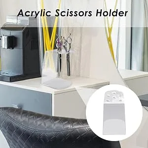 Maciun Scissors Rack | Acrylic Salon Scissors Holder Clear Stylist Tool Rack 6 Holes Combs Storage Container for Barber Shop Home - Effortless 6 Scissor Access