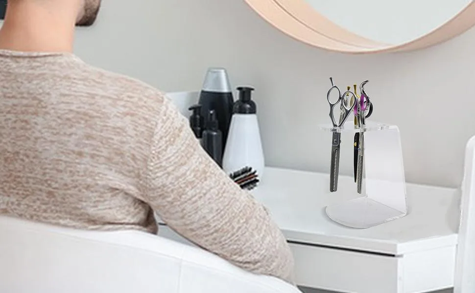 Maciun Scissors Rack | Acrylic Salon Scissors Holder Clear Stylist Tool Rack 6 Holes Combs Storage Container for Barber Shop Home - Scissors Rack