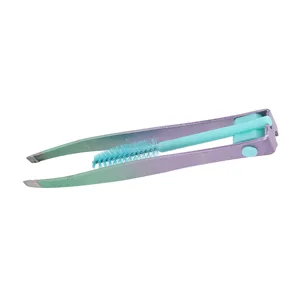 Green Violet Gradient Eyebrow Brush Makeup Stainless Steel Brush False Fake Eyelash Tweezers - 1410230074011-3