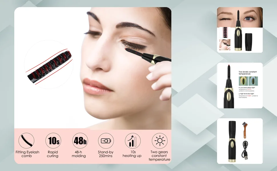 Electric Eyelash Curler Heated Eyelash Curler Heated Extension Long Lasting Eyelash Curling Makeup Tools (CaCaCook6kp1f7uczs-01) - JM15100-01-1