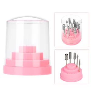 Nail Drill Holder Plastic 48 Holes Display Organizer Box Pink Blue Orange White for Salon (Pink) - product information 3