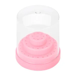 Nail Drill Holder Plastic 48 Holes Display Organizer Box Pink Blue Orange White for Salon (Pink) - JM14854-01-2