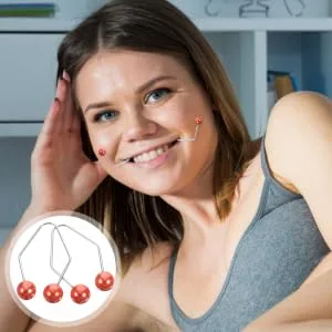 SKISUNO 1 Pair Dimple Trainer Facial Tools Face Dimples Maker Face Exerciser Tool Dimples Trainer Face Dimples Exerciser Facial Dimples Maker Dimples Maker for Face Cheeks Dimples Clip 4.30X2.50X0.80CM Red - product information 2