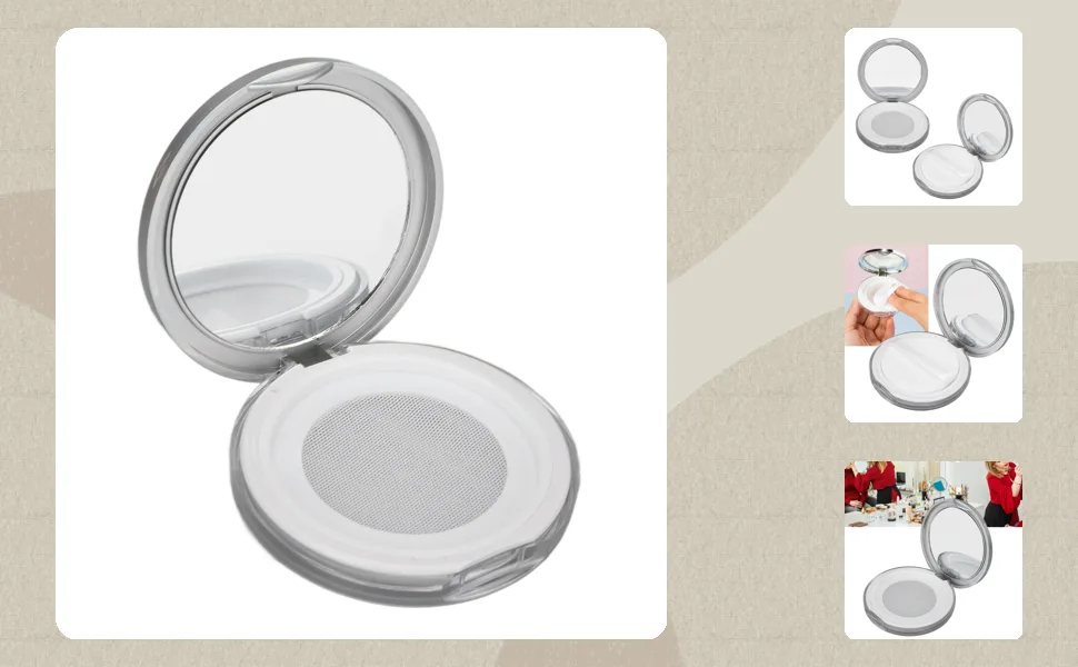 3g Plastic Empty Powder Container Leak Proof Refillable Loose Powder Box for Foundation Compact Powder Travel Soft Puff Loose Powder Compact Container for Insensitive Skin - 1410220032311-1