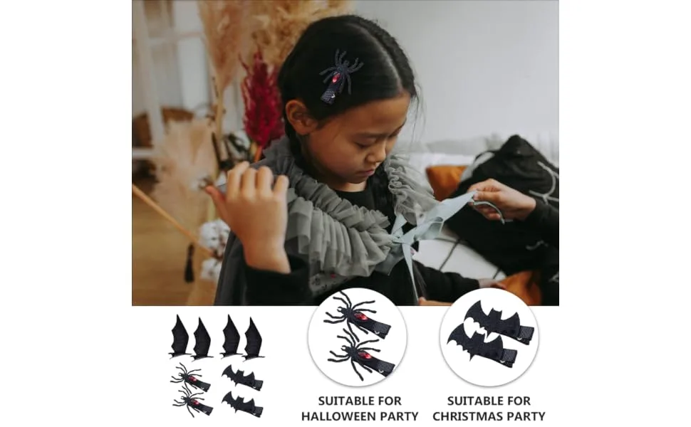 Didiseaon Spider Web Hair Clips Makeup Teen Girl Ghost Cosplay Devil Hat Kids Hairpin - product information 5