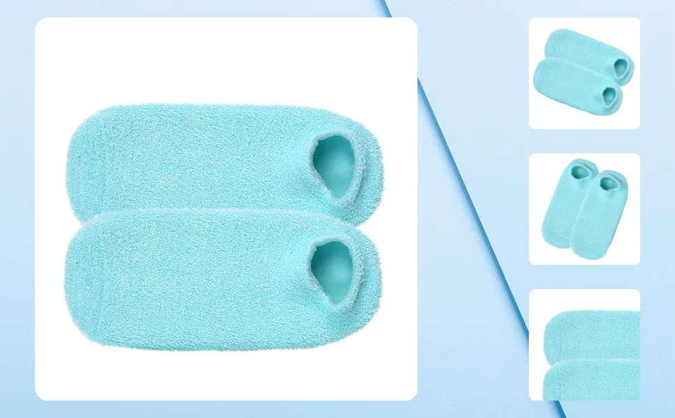 Foot Care Socks Moisturizing Nourishing Remove Cracked Dryness Skin Reusable Foot Gel Socks (Blue) - 1411230306712-1